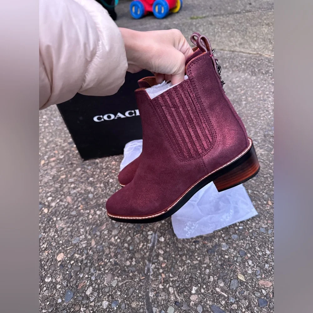 BNWB Authentic Coach Glitter Finish Ankle Boots - Picture 3 of 5